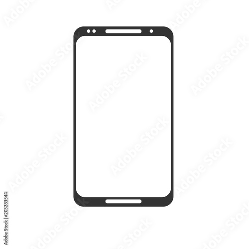 smart phone with blank screen isolated on white background. Stock flat vector illustration.