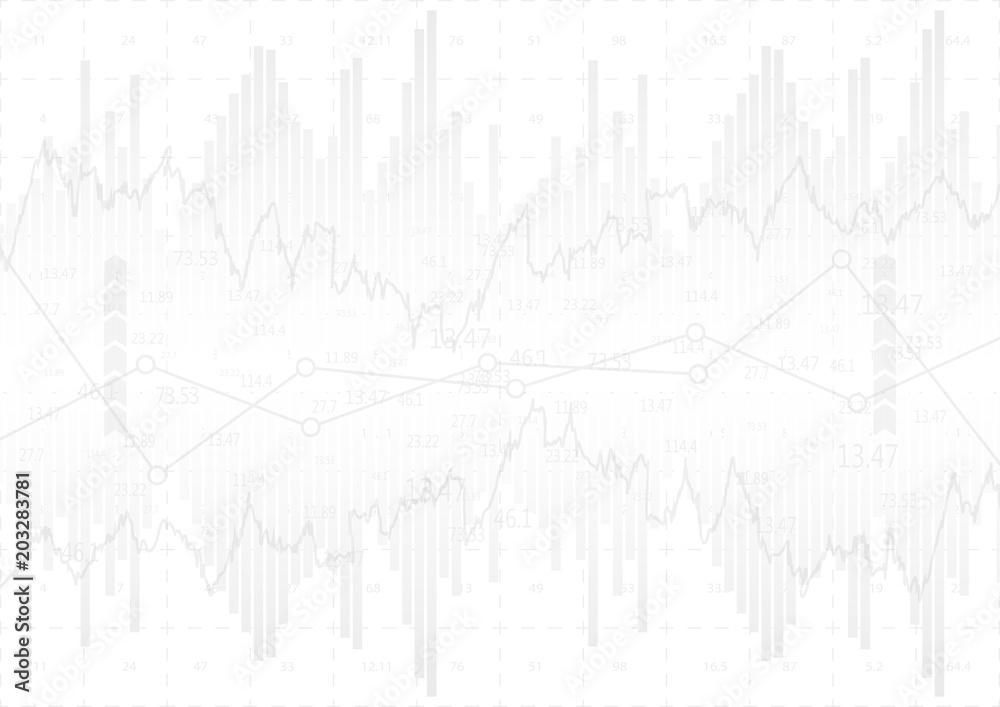 Fototapeta premium financial graph with a linear diagram, a histogram in the stock market on a gradient white background.Vector illustration.