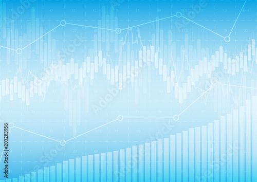 financial graph with a linear diagram, a histogram in the stock market on a gradient blue background.Vector illustration.