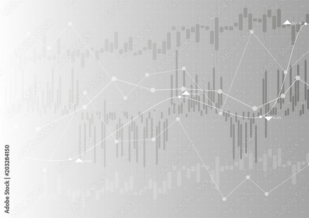 Fototapeta premium financial graph with a linear diagram, a histogram in the stock market on a gradient gray background.Vector illustration.