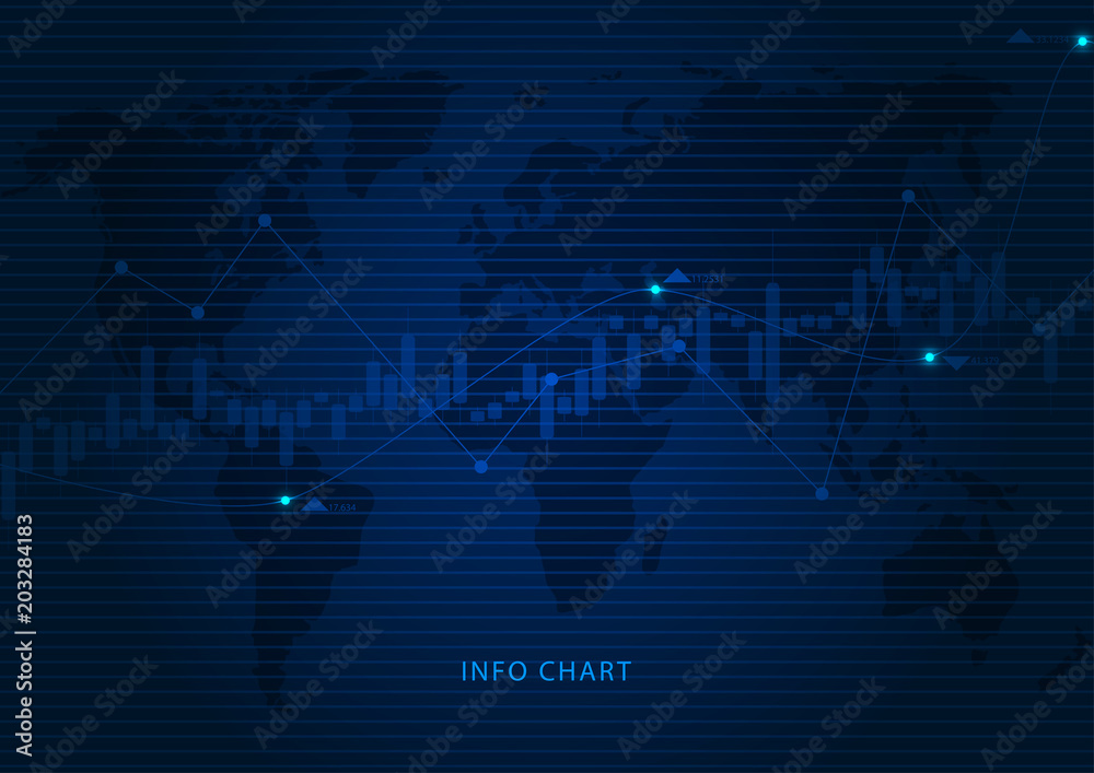 financial graph with a linear diagram, a histogram in the stock market on a gradient blue background.Vector illustration. financial graph with a linear diagram, a histogram in the stock market on a gradient blue background.Vector illustration.