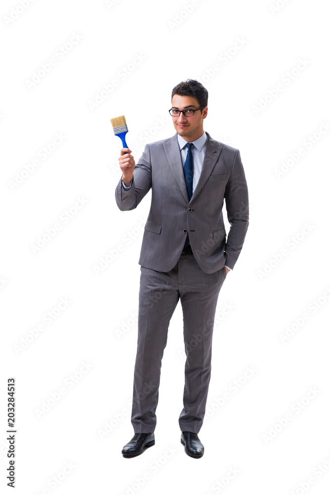 Businessman painter isolated on white background Businessman painter isolated on white background