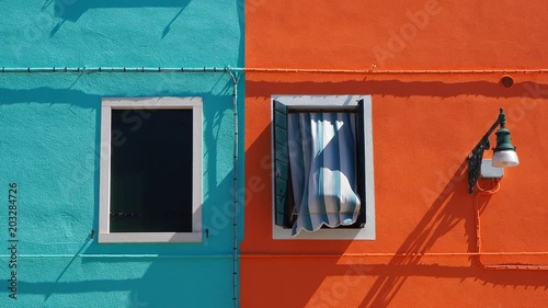 Burano, Venezia, Italy. Detailsof the colorful houses in Burano island photo