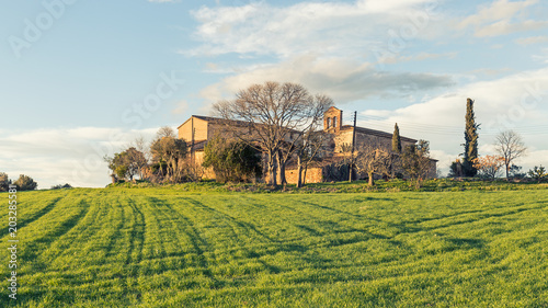 Typical Rural House in Catalonia in the Springtime