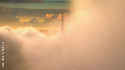 Aerial Shot Flying Over Paris