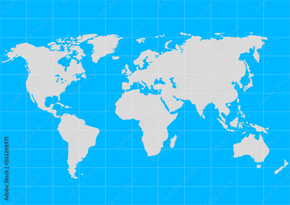 Vector World map with continent on a blue background