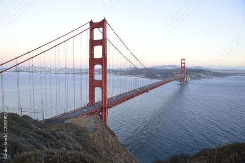 Golden Gate Bridge view from hill top