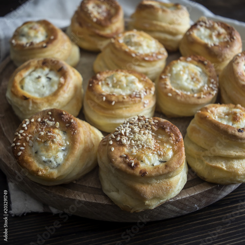 Delicious freshly baked pastry filled with cheese © librakv