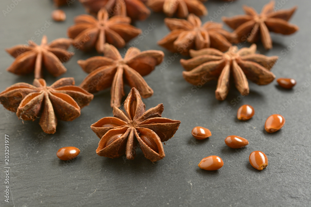 star anise on slate chopping board star anise on slate chopping board