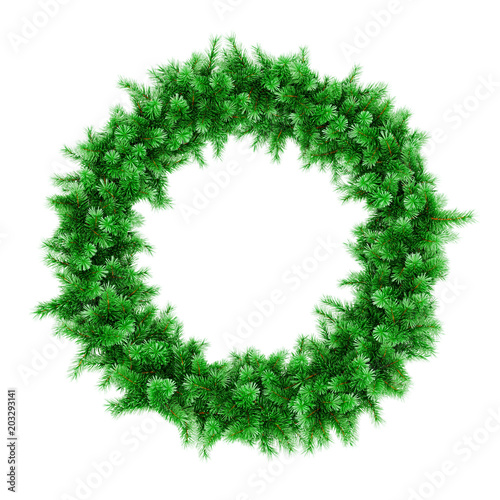 High resolution conceptual Christmas wreath symbol isolated on white