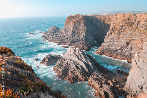 The spectacular cliffs of Cabo Sardão and his Atlantic waves
