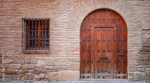 Old wooden gate in Navarra,...