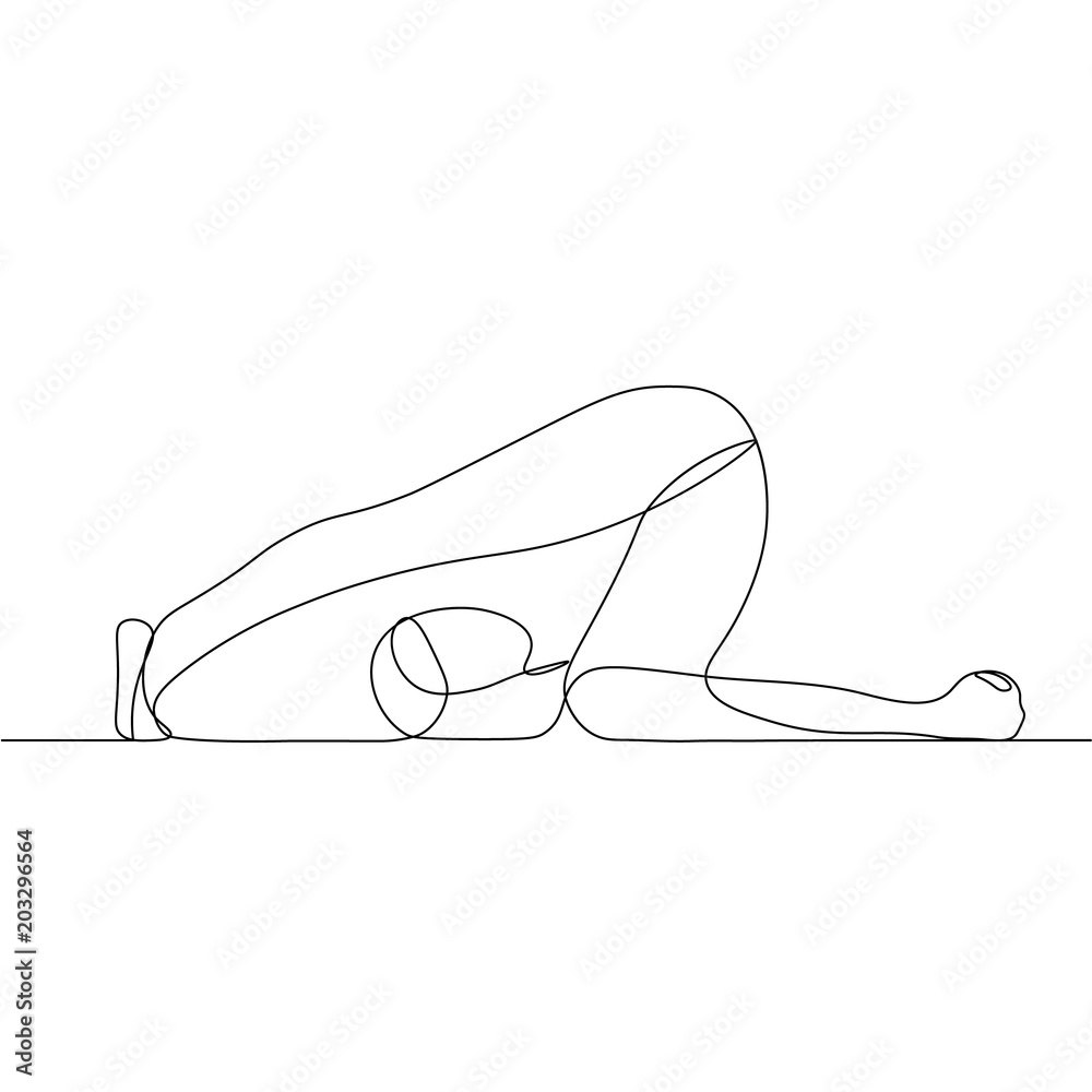vector drawn line, a yogi in position the bridge. On white background vector drawn line, a yogi in position the bridge. On white background