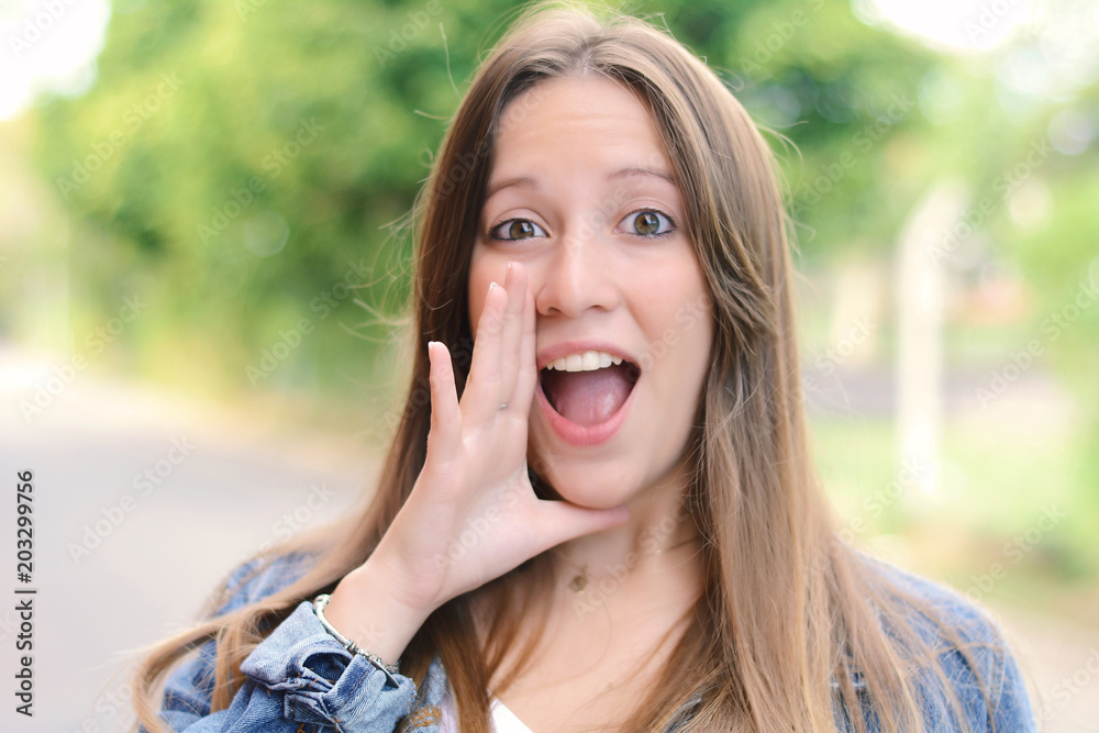 Young woman shouting and screaming. Young woman shouting and screaming.