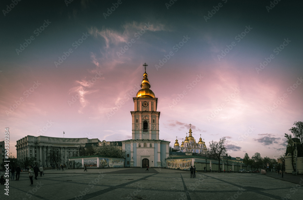 St. Michael's Golden-Domed Monastery in the evening