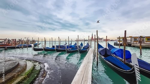 Gondolas view timelapse in Venice, Italy photo