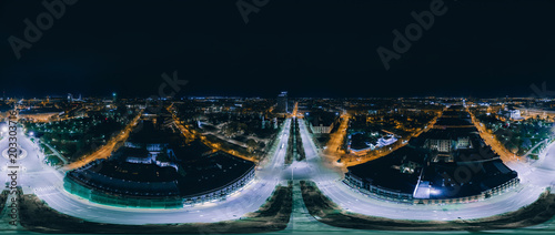 Night Riga city 360 VR Drone picture for Virtual reality, Drone Panorama