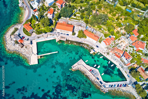 Adriatic village of Mlini waterfront aerial view photo