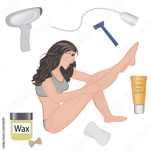 Hair removal methods vector illustration
