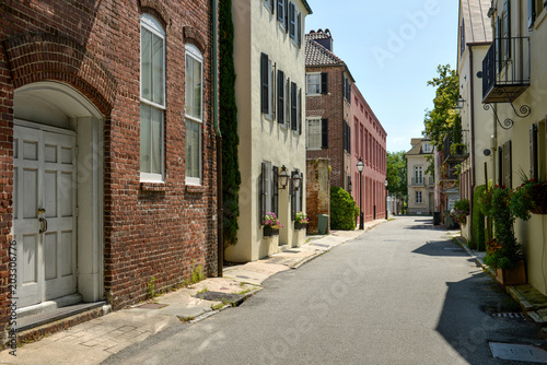 Old Street - Summer view of an old street at Downtown Charleston, South Carolina, USA.