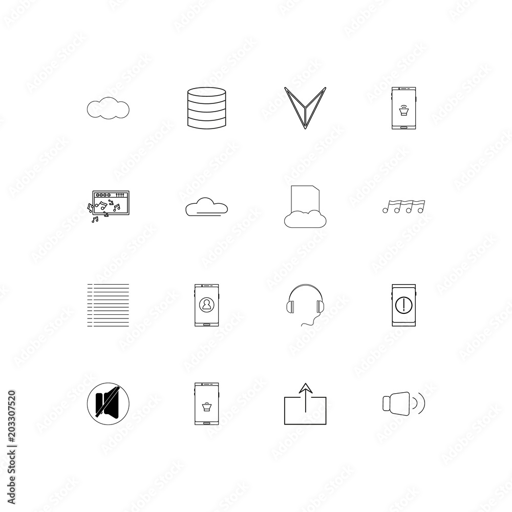 Music linear thin icons set. Outlined simple vector icons Music linear thin icons set. Outlined simple vector icons