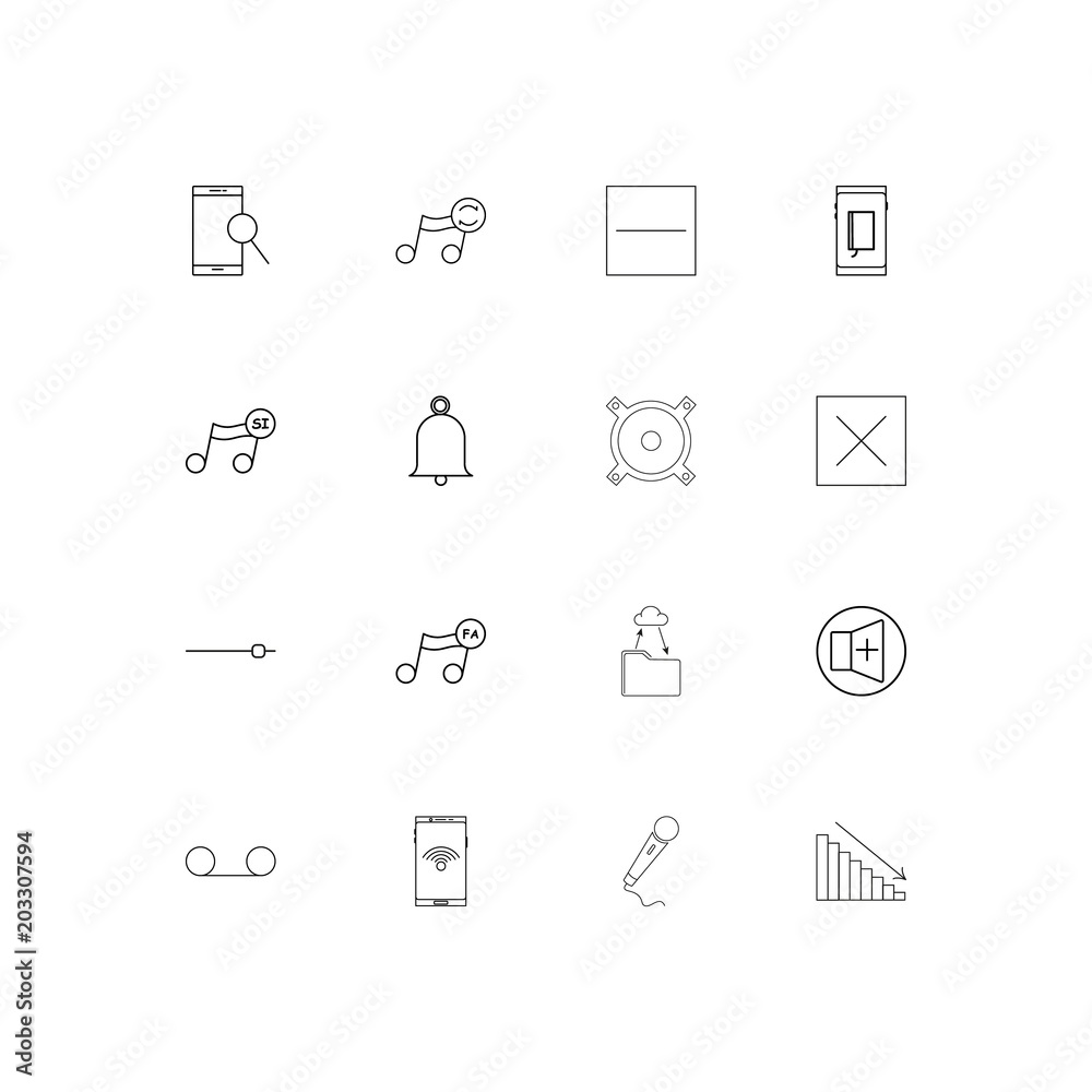 Music linear thin icons set. Outlined simple vector icons Music linear thin icons set. Outlined simple vector icons