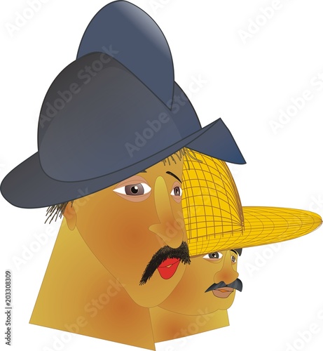 Φωτογραφία Don Quixote of La Mancha and Sancho Panza - illusration