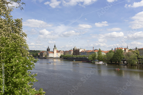 View on the spring Prague City above River Vltava, Czech Republic © Kajano