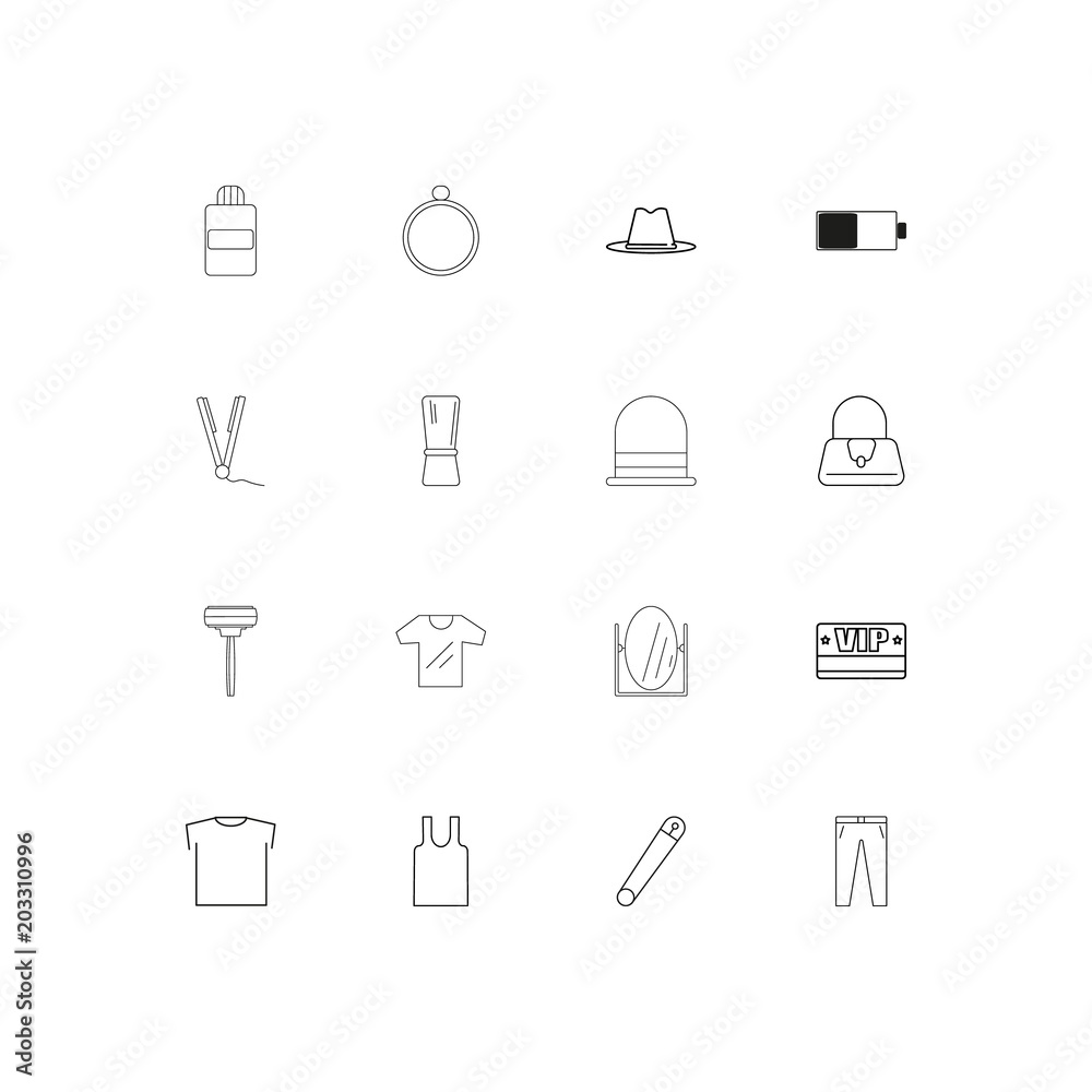 Beauty Dress And Clothes linear thin icons set. Outlined simple vector icons Beauty Dress And Clothes linear thin icons set. Outlined simple vector icons