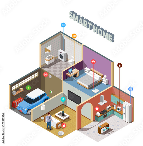 Smart Home IOT Isometric Composition