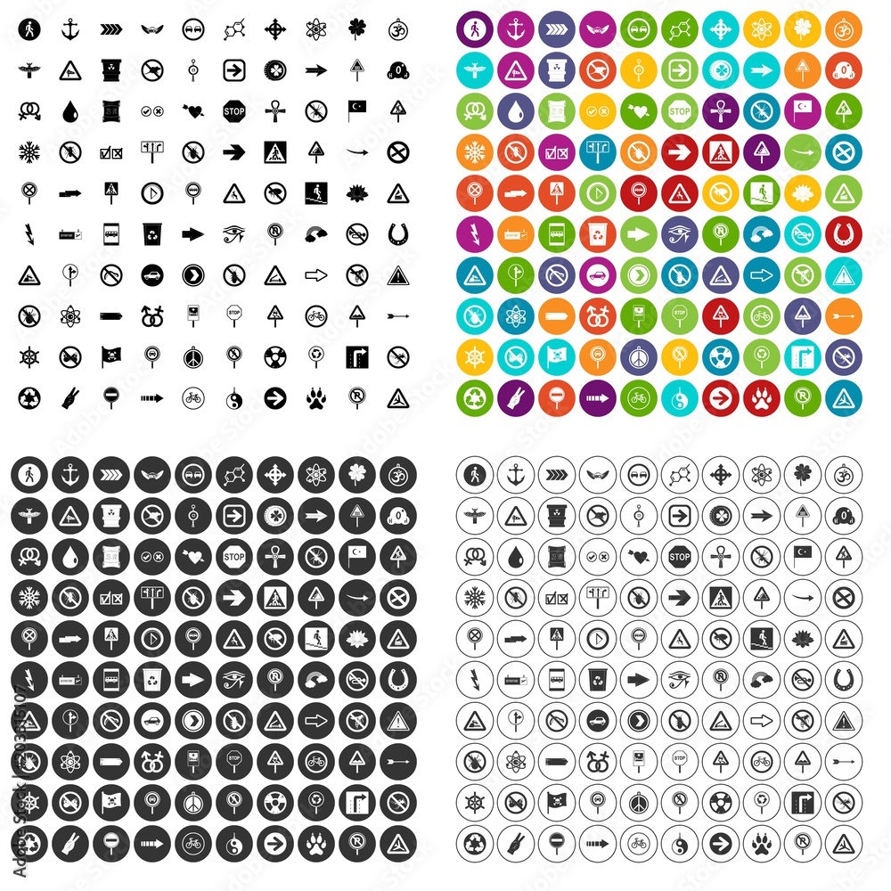 100 symbol icons set vector in 4 variant for any web design isolated on white
