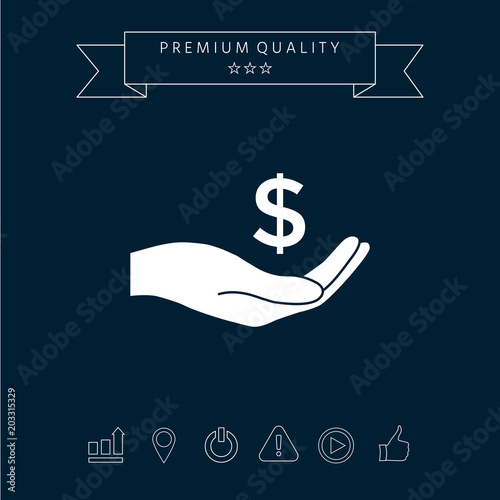 Money in hand, dollar symbol icon