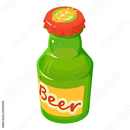 Bottle of beer icon. Isometric of bottle of beer vector icon for web design isolated on white background