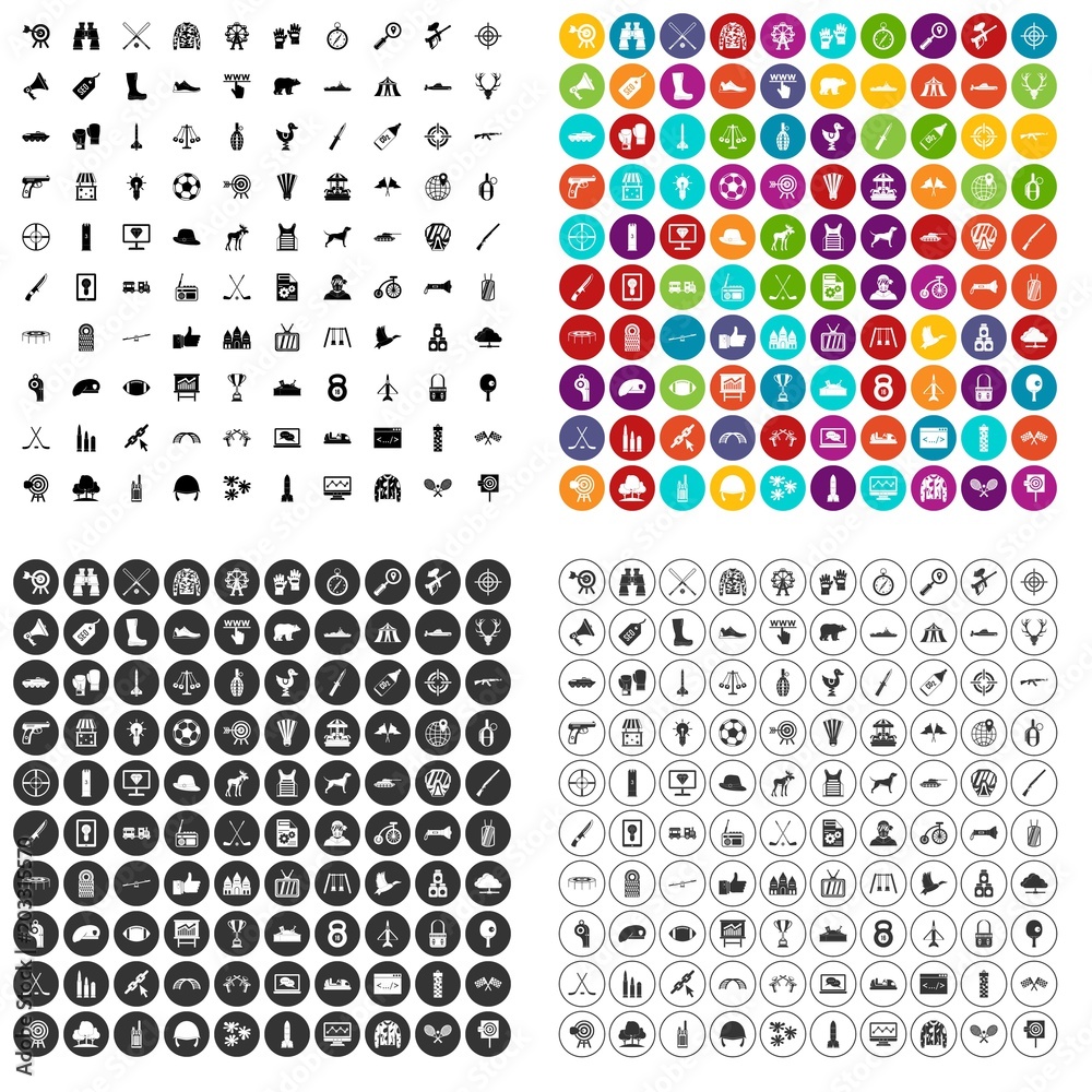 100 target icons set vector in 4 variant for any web design isolated on white
