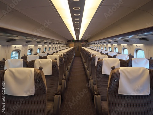 Photos Kanagawa,Japan-May 2, 2018: Inside a green car or a first class cabin of bullet