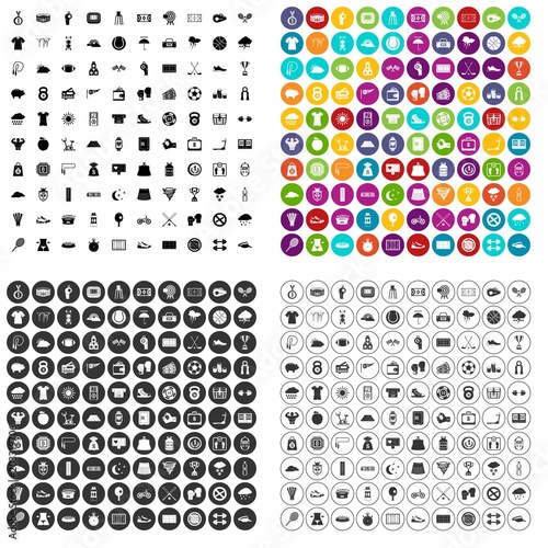 100 tennis icons set vector in 4 variant for any web design isolated on white