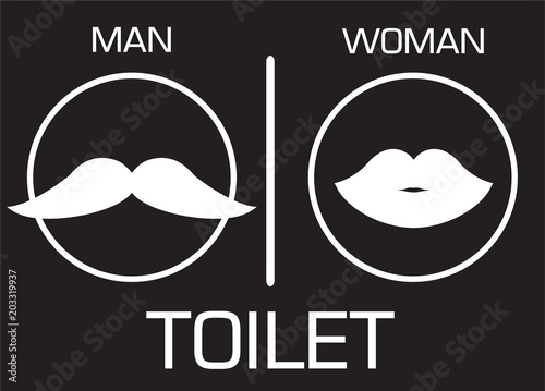 toilet Sign, Fitting room sign flat icon illustration, retro lady and gentleman symbol