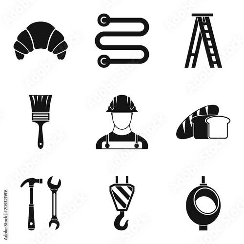 Professional activity icons set. Simple set of 9 professional activity vector icons for web isolated on white background