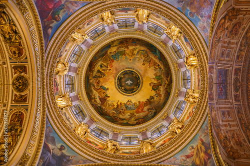 panoramic view on interior Isaac s cathedral  Saint-Petersburg  Russia