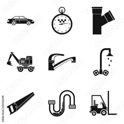 Work position icons set. Simple set of 9 work position vector icons for web isolated on white background