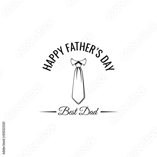 Happy Fathers Day Calligraphy greeting card. Necktie  Tie. Best dad text. Vector.