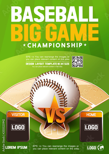 Baseball Poster, vector illustration.