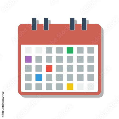 full mont calendar grid with with colored reminders, manager workplace concept
