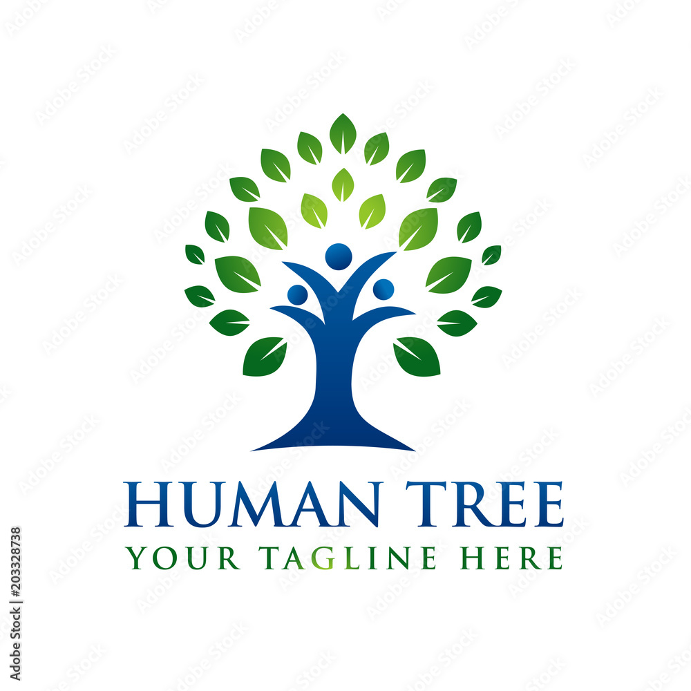 Obraz premium Human Tree Creative Concept Logo Template