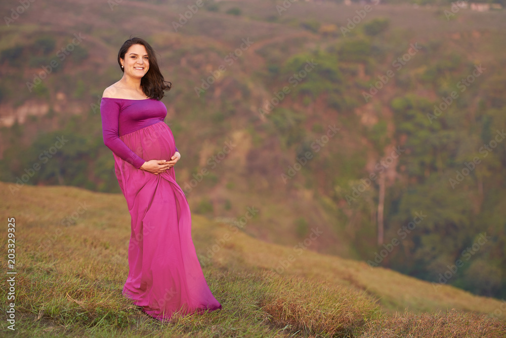 Young pretty pregnant hispanic woman