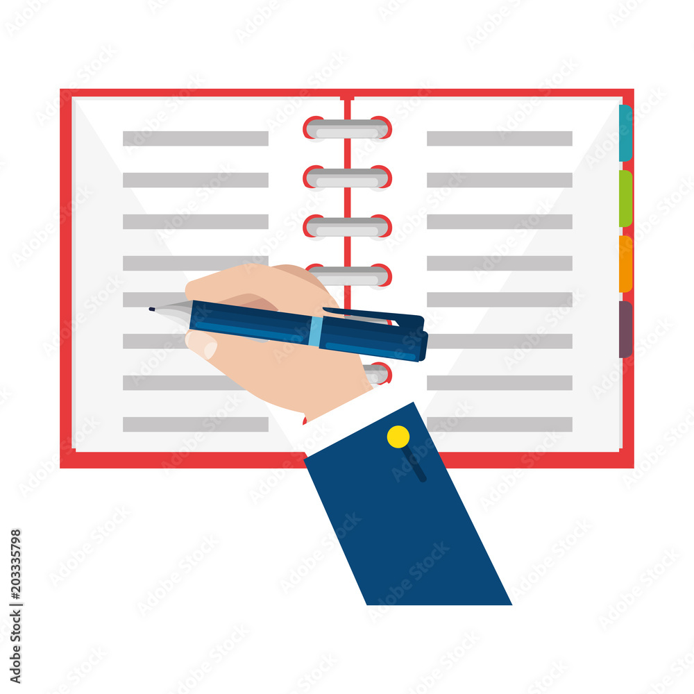 hand writing with pen in notebook vector illustration design hand writing with pen in notebook vector illustration design