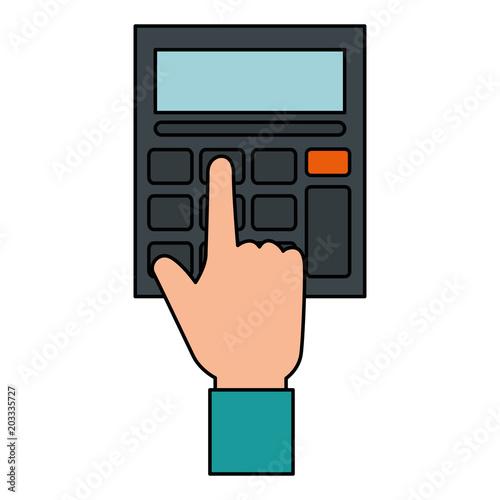 hand using calculator device vector illustration design