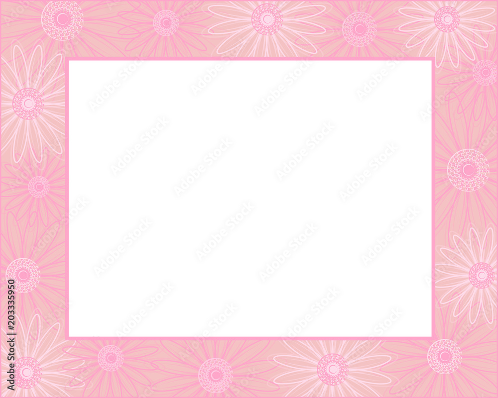 Pink flowers frame with blank white space for your text and images.