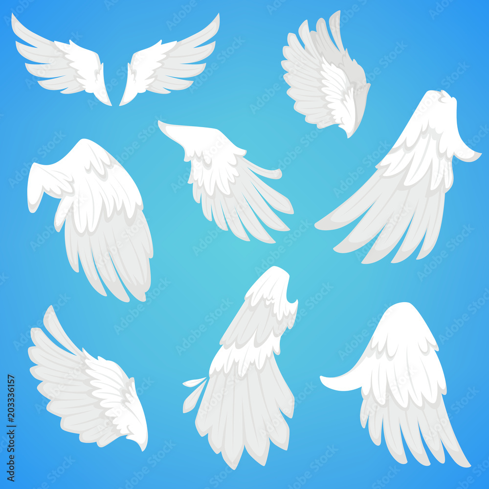 Wings vector white bird feather icons Wings vector white bird feather icons