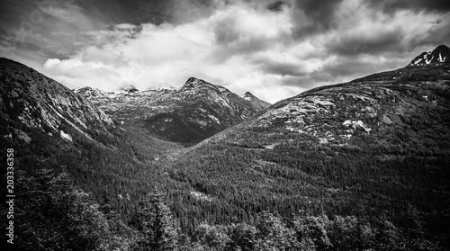 beautiful rocky mountains in june in whitepass near skagway alaska